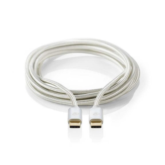 Nedis Fabritallic USB-C - USB-C kábel, 1 m, 60 W, 5 Gbps, 4K 60 Hz, alumínium - CCTB64700AL10