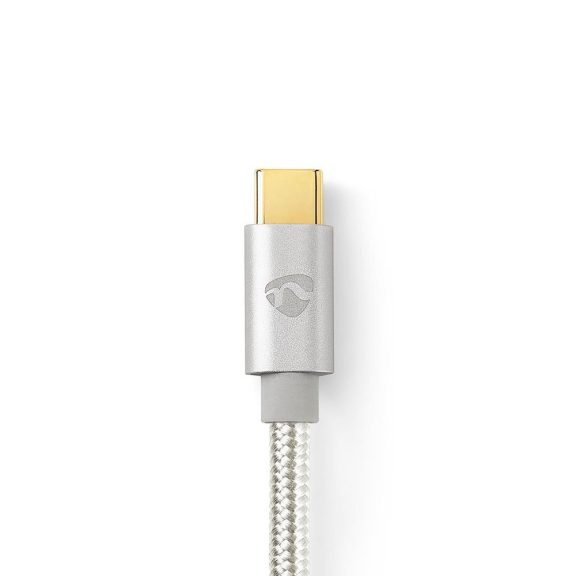 Nedis Fabritallic USB-C - USB-C kábel, 1 m, 60 W, 5 Gbps, 4K 60 Hz, alumínium - CCTB64700AL10
