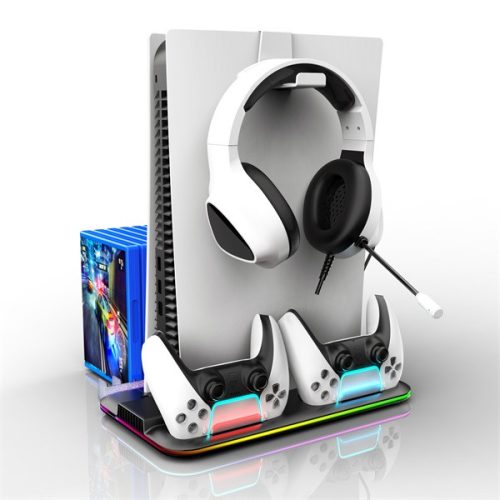 BLACKBIRD PS5 Kiegészítő Konzol hűtő Ventilátoros + Töltő állomás + Játék tartó, Fekete RGB