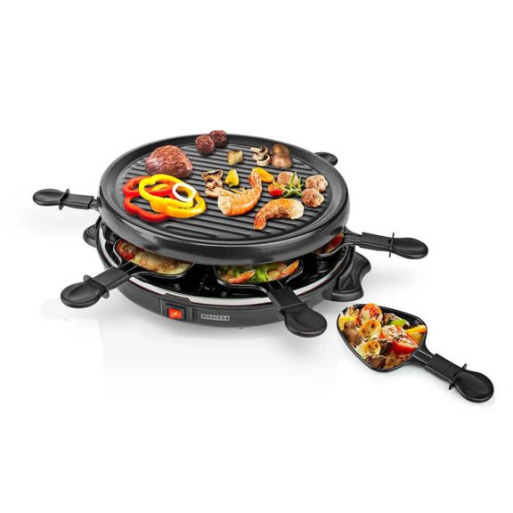 Melissa raclette grill, 800W, 6 személyes, 29 cm átmérő, tapadásmentes, fekete