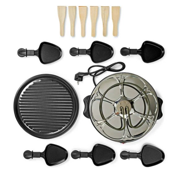 Melissa raclette grill, 800W, 6 személyes, 29 cm átmérő, tapadásmentes, fekete
