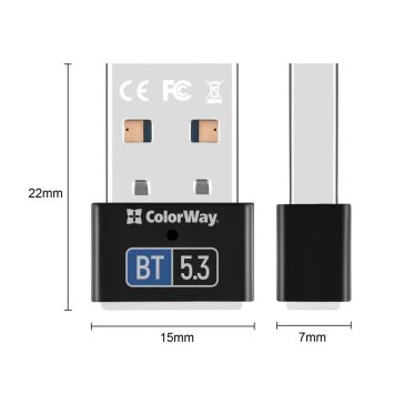   Colorway Bluetooth 5.3 USB adapter, 20m hatótáv, Plug and Play, szürke - CW-AD-BT53