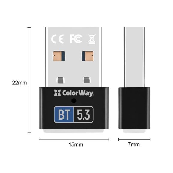 Colorway Bluetooth 5.3 USB adapter, 20m hatótáv, Plug and Play, szürke - CW-AD-BT53