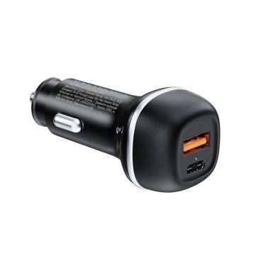   ColorWay autós töltő USB-C PD 65W, USB QC 3.0 18W, gyorstöltés, fekete - CW-CHA068PD-BK