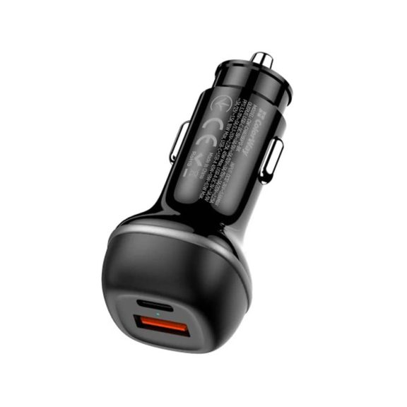 ColorWay autós töltő USB-C PD 65W, USB QC 3.0 18W, gyorstöltés, fekete - CW-CHA068PD-BK