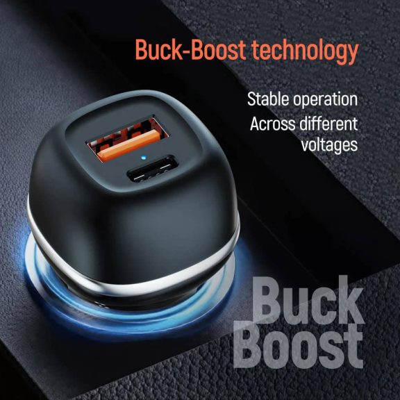 ColorWay autós töltő USB-C PD 65W, USB QC 3.0 18W, gyorstöltés, fekete - CW-CHA068PD-BK