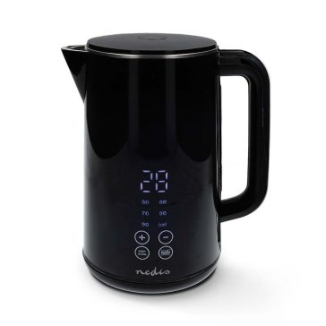   Nedis KAWK362EBK elektromos vízforraló, 1,7 l, 2200 W, 6 hőfok, fekete