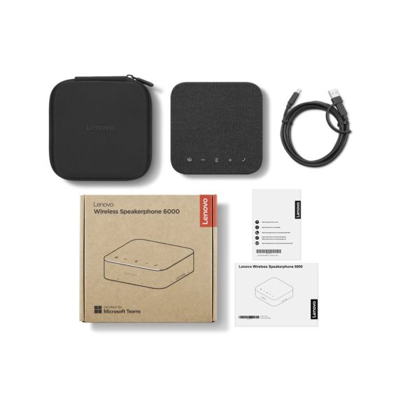 Lenovo Wireless Speakerphone 6000 vezeték nélküli konferenciahangszóró, Bluetooth 5.3, Microsoft Teams, Fekete