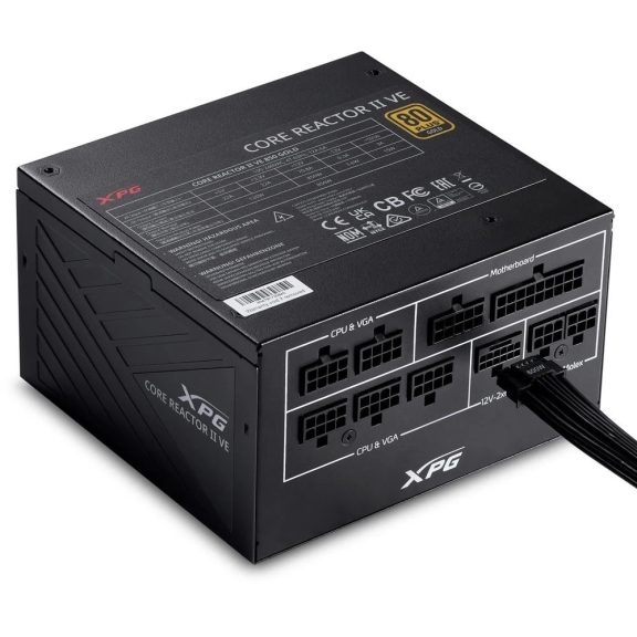 ADATA XPG CORE REACTOR II VE tápegység, moduláris, 850 W, 80 PLUS Gold, ATX 3.1, fekete