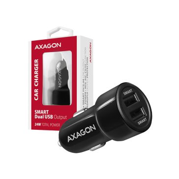   Autós töltő Axagon PWC-5V5 USB Type-A 2 port SmartCharge 24W Fekete