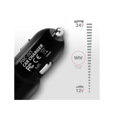   Autós töltő Axagon PWC-5V5 USB Type-A 2 port SmartCharge 24W Fekete