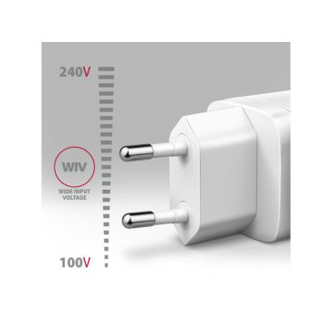   Hálózati töltő Axagon ACU-PQ20W 1x USB-C, 1x USB-A, PD3.0/QC4+/AFC/FCP/Appple, 22 W, fehér