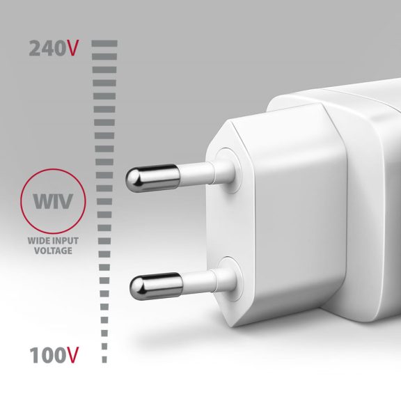 Axagon ACU-DPQ65W GaN hálózati töltő, 65W, USB-C PD, QC4, fehér