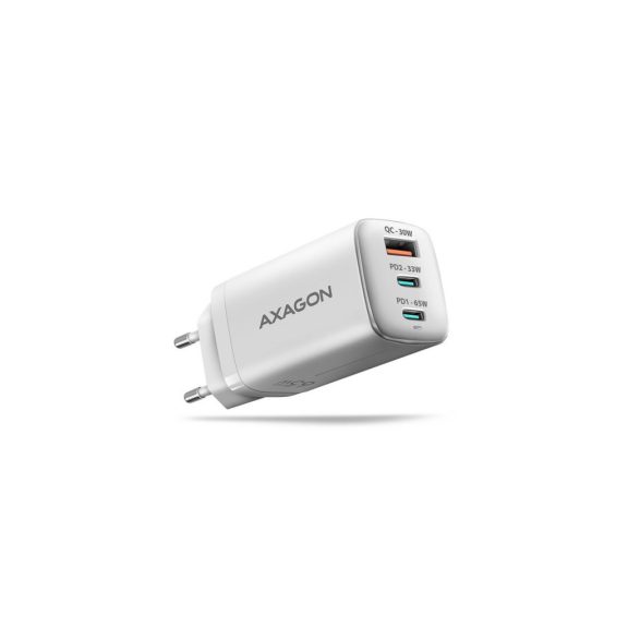 Axagon ACU-DPQ65W GaN hálózati töltő, 65W, USB-C PD, QC4, fehér