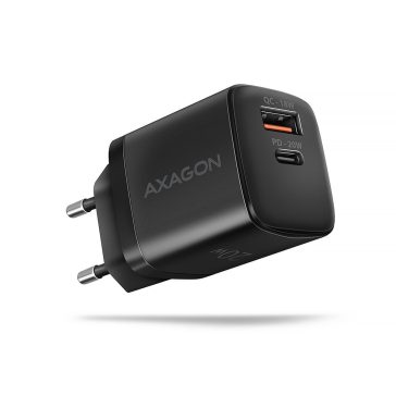   Axagon ACU-PQ20 hálózati töltő, 20W, USB-C PD, QC4, fekete