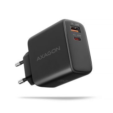   Axagon ACU-PQ45 GaN hálózati töltő, 45W, USB-C PD3.0, QC4, fekete