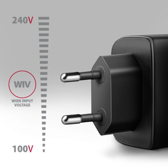 Axagon ACU-PQ45 GaN hálózati töltő, 45W, USB-C PD3.0, QC4, fekete