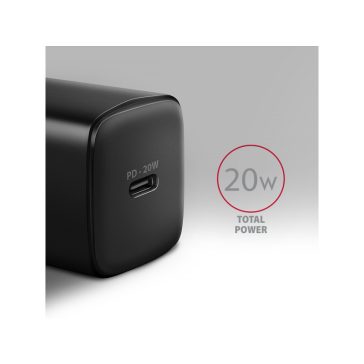 Hálózati töltő AXAGON ACU-PD20 PD3.0 & QC4+ 20W Fekete