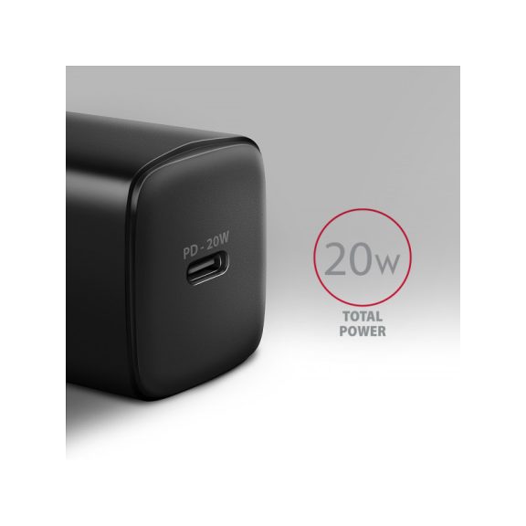Hálózati töltő AXAGON ACU-PD20 PD3.0 & QC4+ 20W Fekete