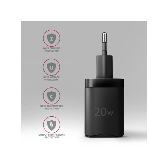 Hálózati töltő AXAGON ACU-PD20 PD3.0 & QC4+ 20W Fekete