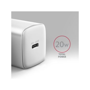 Hálózati töltő AXAGON ACU-PD20W PD3.0 & QC4+ 20w, Fehér
