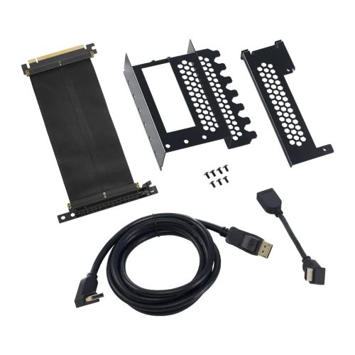CableMod Vertical PCI-e Bracket, HDMI + DisplayPort, PCIe 3.0 riser kábel, fekete - CM-VPB-HDK-R