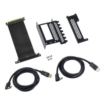  CableMod Vertical PCI-e Bracket, 2x DisplayPort, PCIe 3.0 riser kábel, fekete - CM-VPB-2DK-R