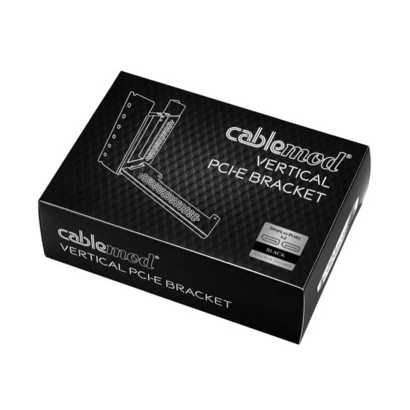 CableMod Vertical PCI-e Bracket, 2x DisplayPort, PCIe 3.0 riser kábel, fekete - CM-VPB-2DK-R