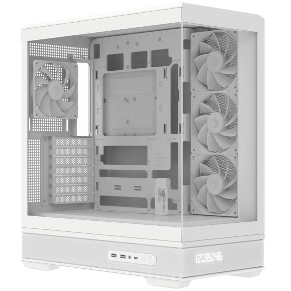 Aerocool P500B DIGI ATX miditorony számítógépház, 4x ARGB PWM ventilátorral, edzett üveg, fehér