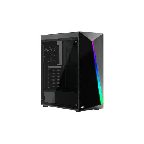 Aerocool Shard Tempered Glass ATX miditorony számítógépház, RGB, edzett üveg oldallap, fekete
