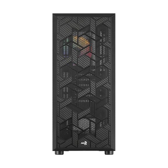 AeroCool Hive v3 ATX miditorony számítógépház, FRGB ventilátor, edzett üveg, fekete