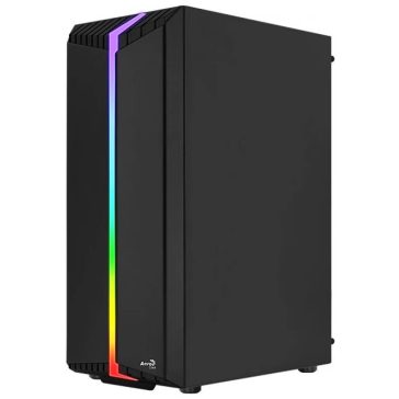   AeroCool Bionic ATX miditorony számítógépház, RGB előlap, edzett üveg, fekete
