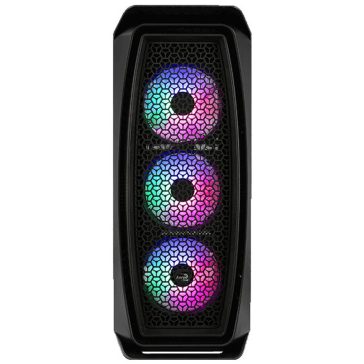   AeroCool Aero One Frost ATX miditorony számítógépház, 4 FRGB ventilátor, mesh előlap, fekete