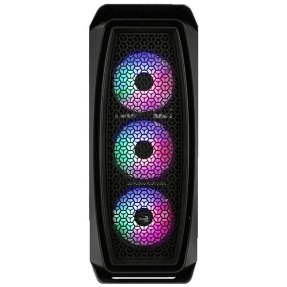 AeroCool Aero One Frost ATX miditorony számítógépház, 4 FRGB ventilátor, mesh előlap, fekete