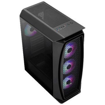   AeroCool Aero One Frost ATX miditorony számítógépház, 4 FRGB ventilátor, mesh előlap, fekete
