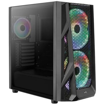   AeroCool AirHawk Duo E-ATX miditorony számítógépház, 3db ARGB ventilátor, fekete 