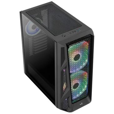   AeroCool AirHawk Duo E-ATX miditorony számítógépház, 3db ARGB ventilátor, fekete 