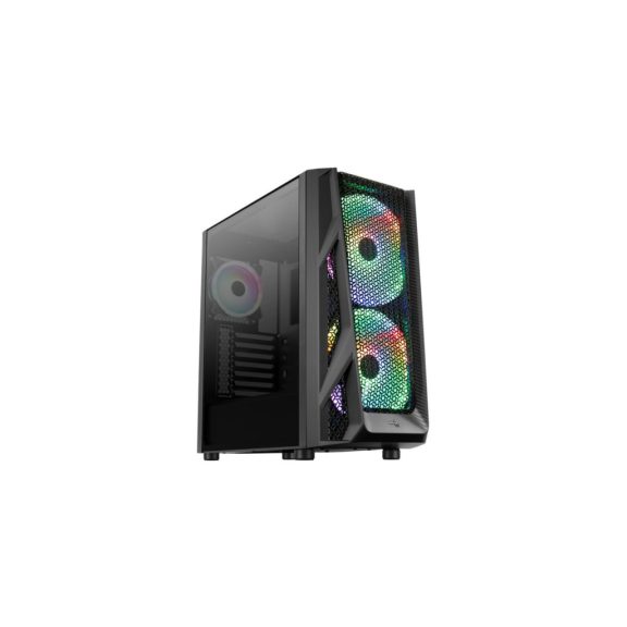 AeroCool AirHawk Duo E-ATX miditorony számítógépház, 3db ARGB ventilátor, fekete 