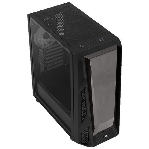 AeroCool NightHawk Duo E-ATX miditorony számítógépház, 3 ARGB ventilátor, 6 portos RGB Hub, fekete