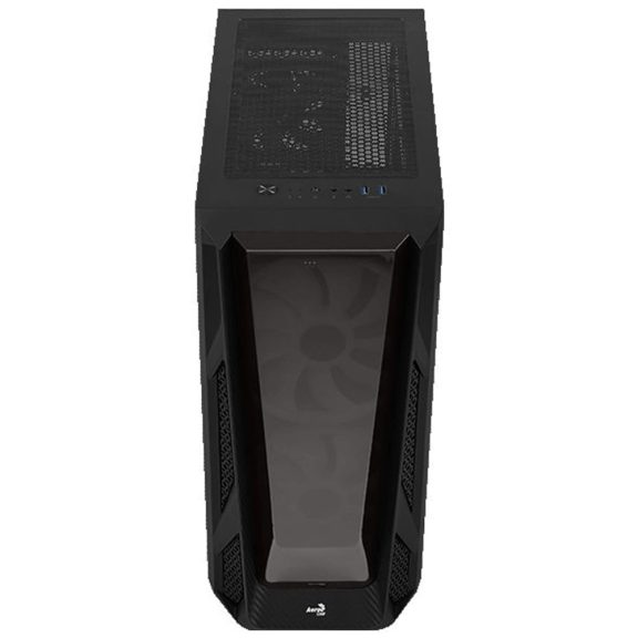 AeroCool NightHawk Duo E-ATX miditorony számítógépház, 3 ARGB ventilátor, 6 portos RGB Hub, fekete