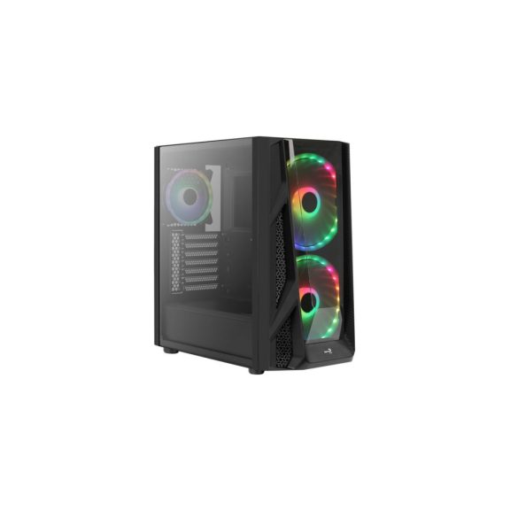 AeroCool NightHawk Duo E-ATX miditorony számítógépház, 3 ARGB ventilátor, 6 portos RGB Hub, fekete