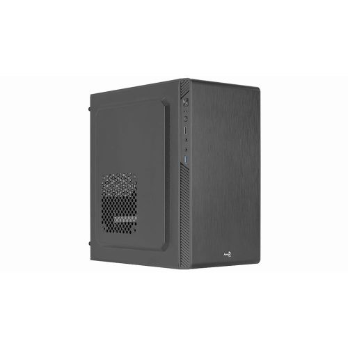 Aerocool CS-106 fekete Mini Tower számítógépház alumínium hatású előlappal