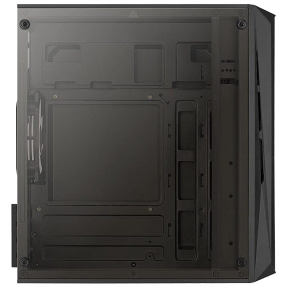AeroCool CS-107 v2 microATX minitorony számítógépház, 3 FRGB ventilátor, akril oldallap, fekete