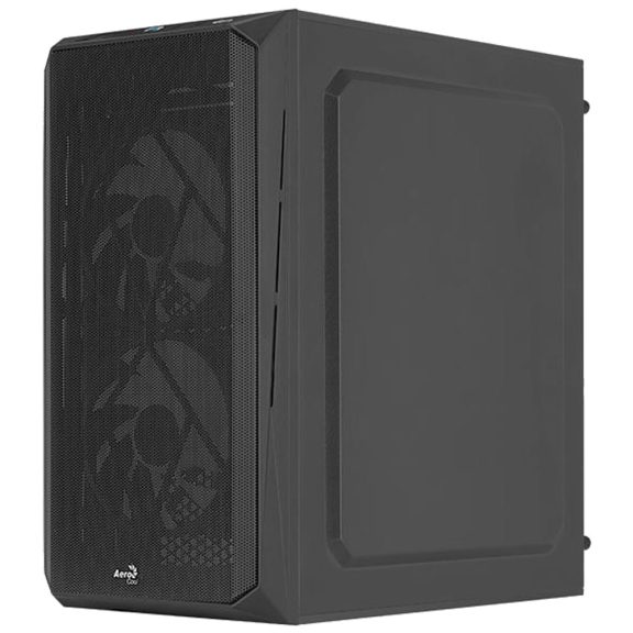 AeroCool CS-107 v2 microATX minitorony számítógépház, 3 FRGB ventilátor, akril oldallap, fekete