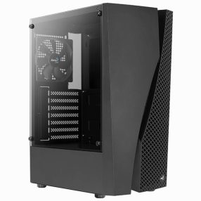   AeroCool Wave v1 ATX miditorony számítógépház, edzett üveg, optimalizált légáramlás, fekete