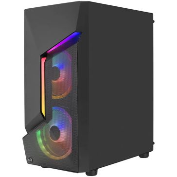   AeroCool Scape-G-BK-V2 ATX miditorony számítógépház, RGB, edzett üveg, 3 ventilátorral, fekete