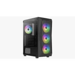   Számítógépház Aerocool Falcon Mesh v2 ARGB ATX Fekete Acryl oldal