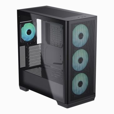   APNX C1 ATX miditony számítógépház, 4x beépített ventilátor, fekete
