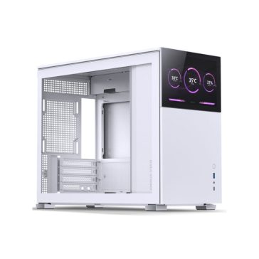   Számítógépház Jonsbo D31 KIJELZŐS mATX, Edzett üveg Fehér, 8" display