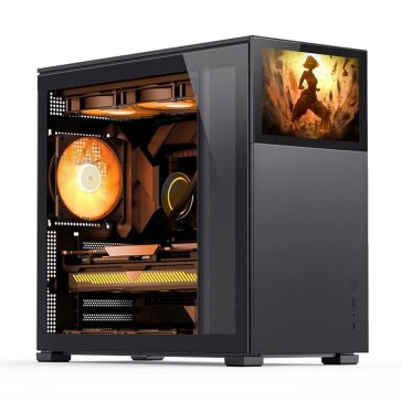   Jonsbo D41 STD SCREEN Black ATX miditorny számítógépház, 8" TFT kijelző, edzett üveg, fekete